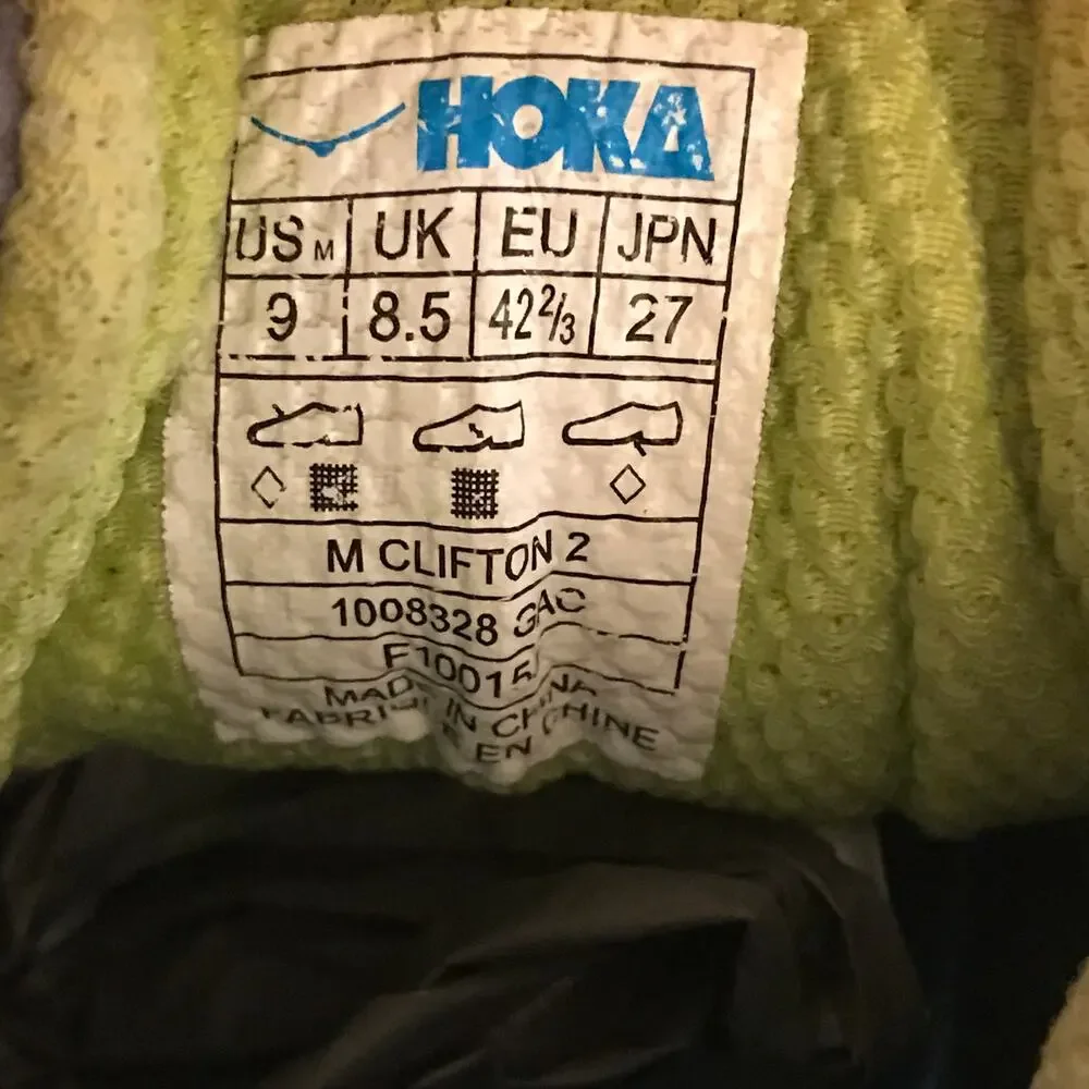 Hoka One One Men's Gray and Neon Yellow Athletic Running Shoes